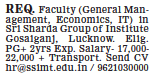 Faculty Wanted Shree Sarada