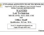 ADVT NOV 2019 LAB TECH OFFICE WORK