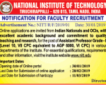 NITT Faculty Recruitment 2019