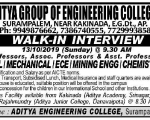 Aditya Groups College Jobs