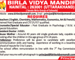 School job Birla Vidya Mandir