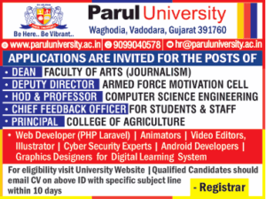 Parul University, Vadodara Wanted Professor/HOD | FacultyPlus