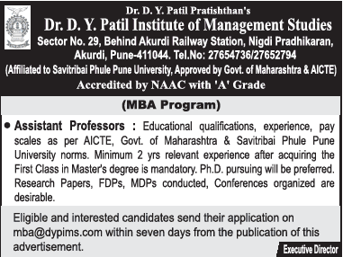 Dr.d.y.patil Mba College Jobs 