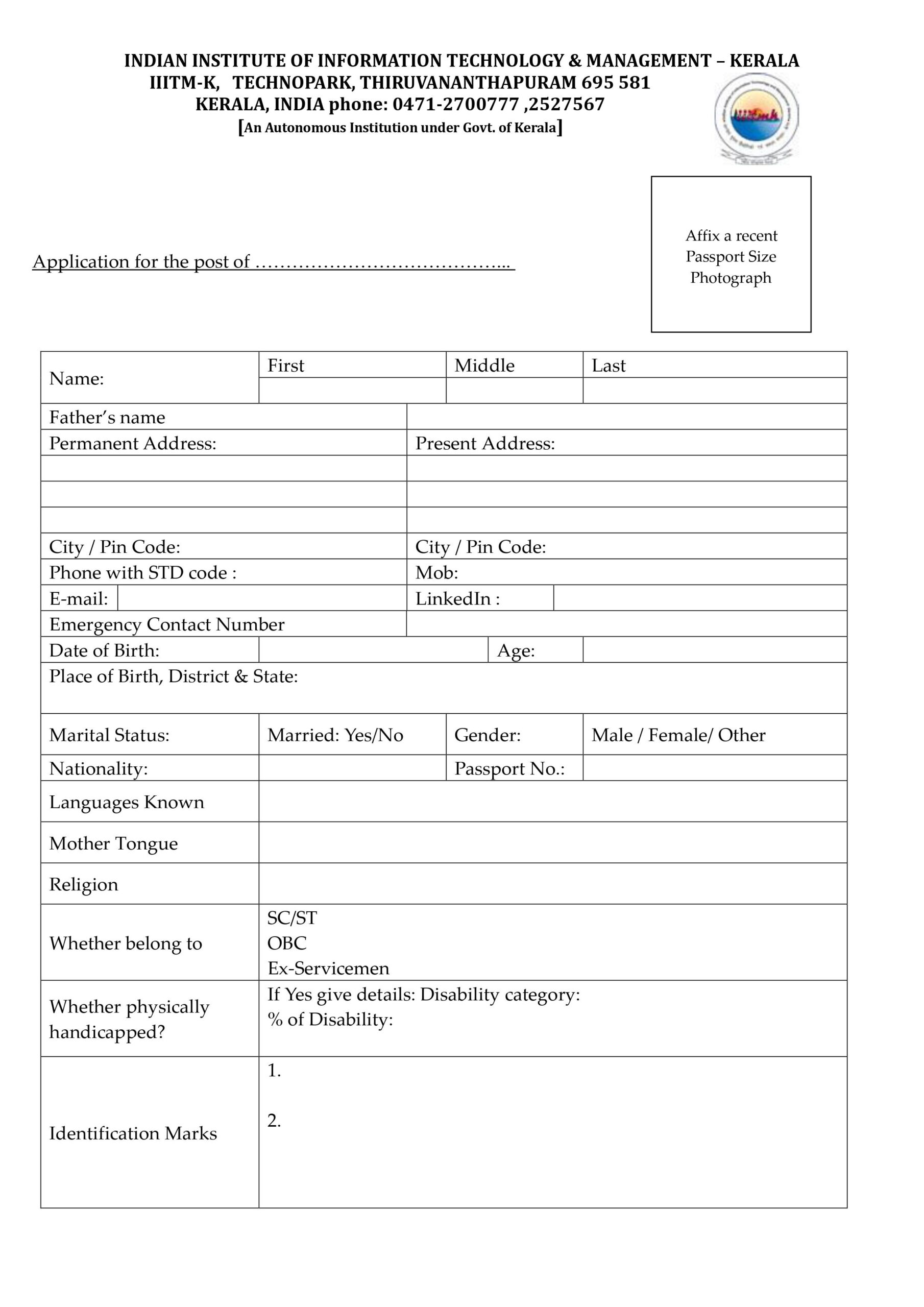 iitm form 1 | FacultyPlus