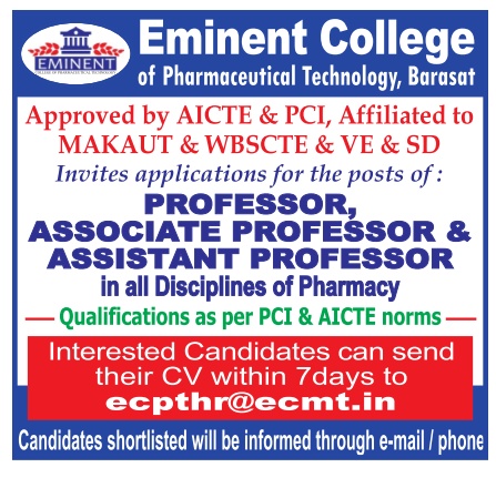 Faculty Recruitment at Eminent College of Pharmaceutical Technology ...