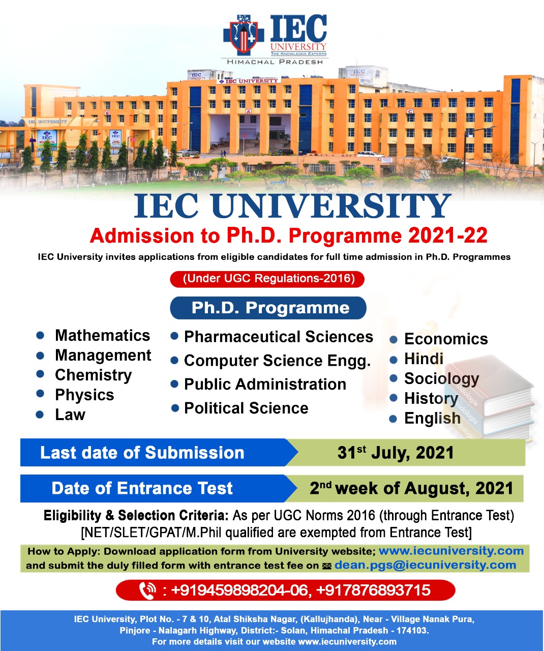 phd education admission 2022