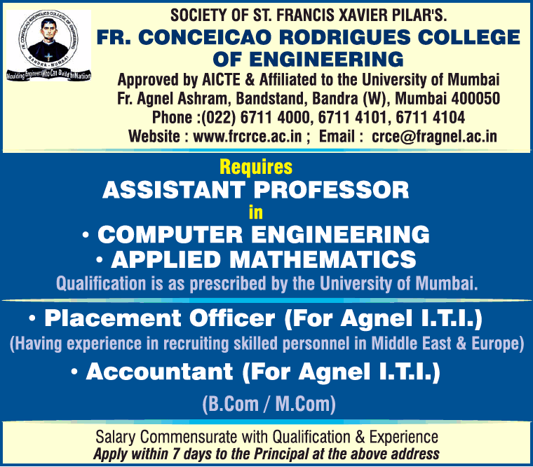 Fr. Conceicao Rodrigues College of Engineering, Mumbai, Wanted ...