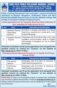 Shri Vile Parle Kelavani Mandal, Mumbai Wanted Assistant Teacher, Play ...