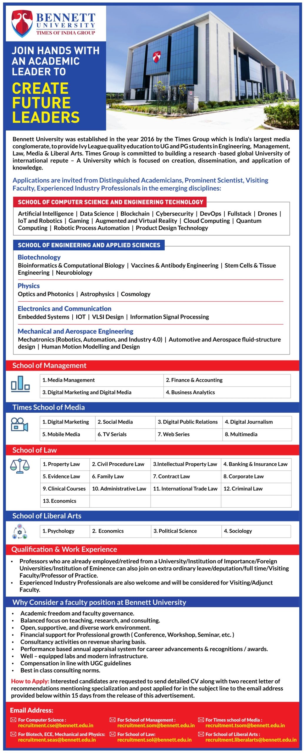 Faculty Recruitment 2022 at University, Greater Noida FacultyPlus