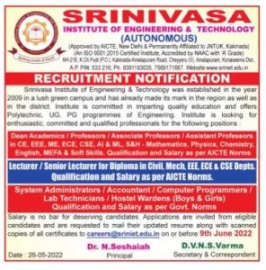 Srinivasa Institute of Engineering and Technology, Andhra Pradesh ...