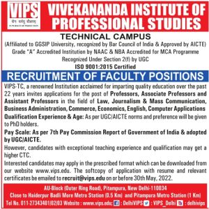 Vivekananda Institute of Professional Studies, New Delhi Wanted ...