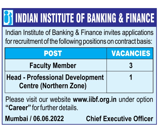 Indian Institute Of Banking And Finance, Mumbai, Maharashtra, Wanted ...