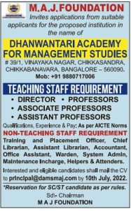 M.A.J Foundation Dhanwantari Academy For Management Studies, Banglore ...