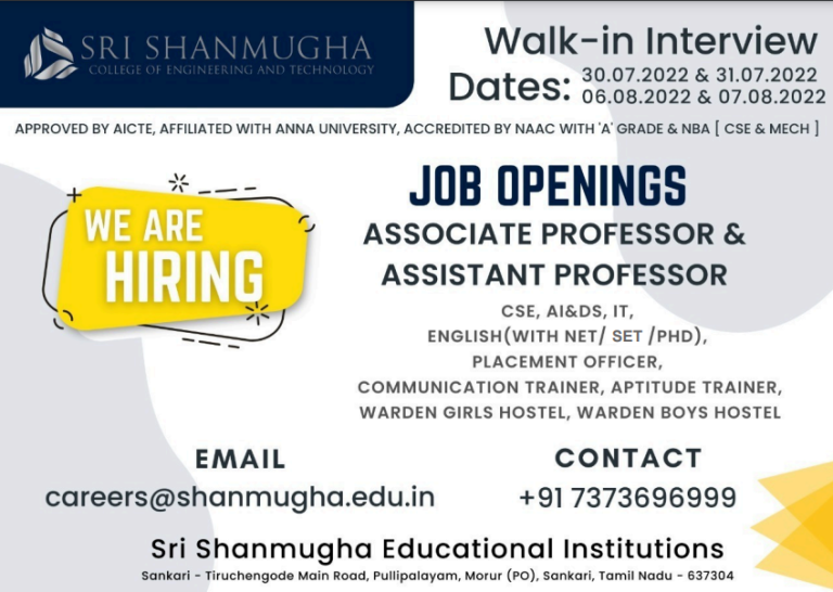 Sri Shanmugha College of Engineering and Technology, Salem Wanted ...