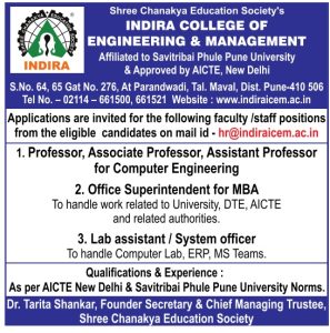 Teaching Jobs/Non-Teaching Jobs at Indira College of Engineering and ...