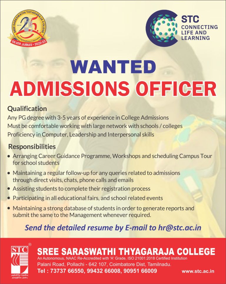 Sree Saraswathi Thyagaraja College, Pollachi Wanted Administrative ...