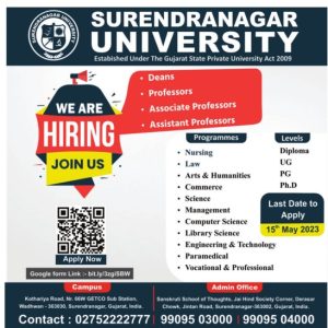 Surendranagar University, Surendranagar Wanted Deans, Professors ...