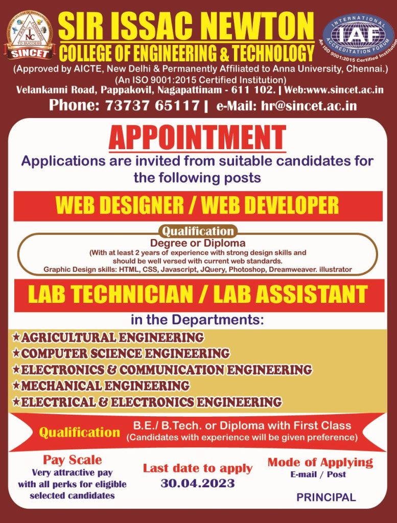 Sir Issac Newton College of Engineering and Technology Wanted Web ...