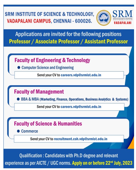 SRM University Vadapalani | FacultyPlus