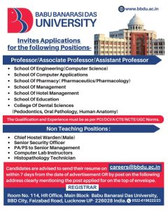 Babu Banarasi Das University, Lucknow Wanted Teaching and Non-Teaching ...