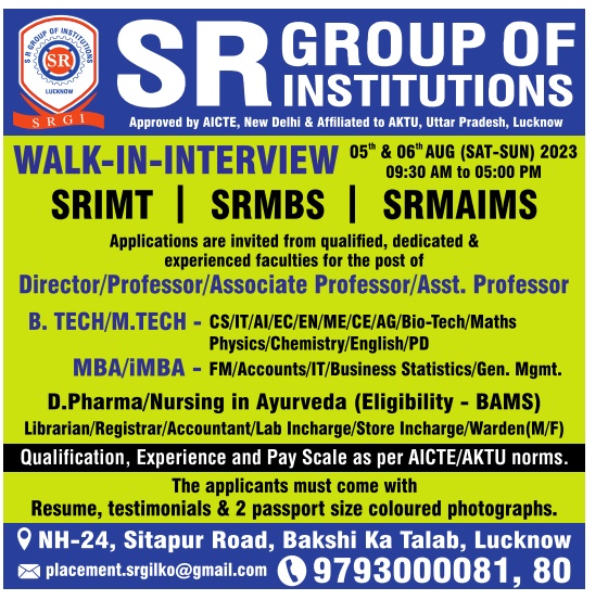 Teaching Faculty and Non Teaching Jobs SR Group of Institutions